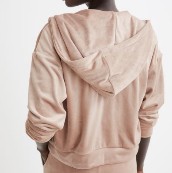 XS/S Velour Pink zip-through hoodie H&M - Picture 4 of 12